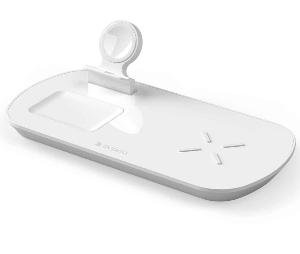 Зарядная станция Deppa 17.5W (3-в-1 для iPhone + Apple Watch + AirPods) белый