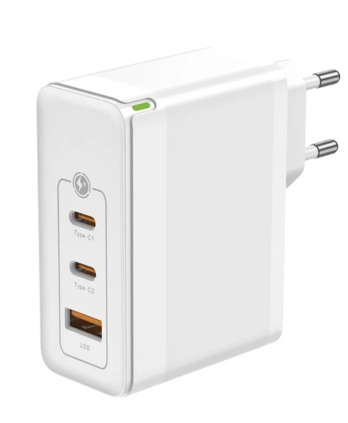 Зарядное устройство Aksberry T100 GaN 100W (2xUSB-C + USB-A) белый